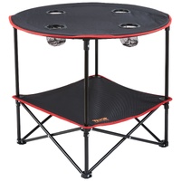 Folding Camping Table, Outdoor Portable Side Tables, Lightweight Fold Up Table, 600D Oxford Fabric & Steel Ultra Compact Work Table with Large Storage