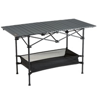 Folding Camping Table, Outdoor Portable Side Tables, Lightweight Fold Up Table, Aluminum & Steel Ultra Compact Work Table with Large Storage and Carry