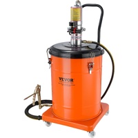 Grease Pump, 40L Capacity, Air Operated Grease Pump with 3.88 m High Pressure Hose and Grease Gun, Pneumatic Grease Bucket Pump with Wheels, Portable 