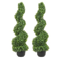 Artificial Topiaries Boxwood Trees, 7.6cm Tall (2 Pieces) Faux Topiary Plant Outdoor, All-year Green Feaux Plant w/ Replaceable Leaves for Decorative 