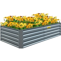 Galvanized Raised Garden Bed, 203 x 102 x 48 cm Metal Planter Box, Gray Steel Plant Raised Garden Bed Kit, Planter Boxes Outdoor for Growing Vegetable