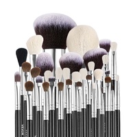 34-Piece Makeup Brush Set, Professional Brushes Kit for Foundation Blending Eyeshadow Concealer Blush - with Soft Bristles, Ergonomic Wood Handle, Tra