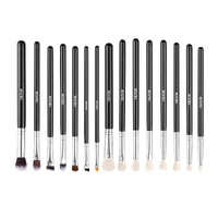 15-Piece Makeup Brush Set for Foundation Blending Eyeshadow, Professional Vegan Brushes with Soft Synthetic Bristles, Ergonomic Wood Handle & Aluminum