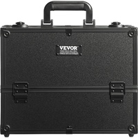 Makeup Train Case 370MM Large Portable Cosmetic Case, 6 Tier Trays Professional Makeup Storage Organizer Box Make Up Carrier with Handle And Strap Tra