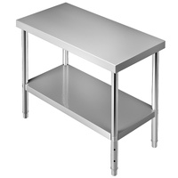 Stainless Steel Prep Table, 122 x 46 x 86 cm, 250kg Load Capacity Heavy Duty Metal Worktable with Adjustable Undershelf, Commercial Workstation for Ki