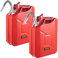 Jerry Fuel Can, 20 L Portable Jerry Gas Can with Flexible Spout System, Rustproof ? Heat-resistant Steel Fuel Tank for Cars Trucks Equipment, 2PCS Red