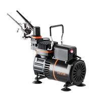 Airbrush Kit, 1/6 HP, Air Brush Kit with Air Compressor, 3 Dual-Action Professional Airbrushes with 3 Tips, Hose, Acrylic Paint, 2 Fans, Low Noise, fo