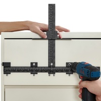 Cabinet Hardware Jig, Aluminum Alloy Cabinet Handle Jig with Center Punch, Adjustable Cabinet Hardware Template Tool, for Installation of Door Drawer 