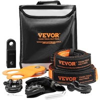Off-Road Recovery Kit, 7.6 x 914.4 cm, Heavy Duty Winch Recovery Kit with 13608 kg Tow Straps, 20T D-Ring Shackles, Shackle Receiver, Snatch Block Pul