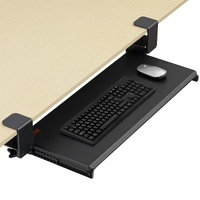 Clamp on Keyboard Tray Under Desk, Desk Keyboard Tray Slide out with Sturdy No-drill C Clamp Mount, Large 26.8 x 11 inch Slide-out Computer Drawer for