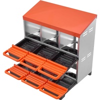 2 Tiers Chicken Nesting Boxes, 6 Compartments, Metal Egg Laying Boxes with Protective Collection Lids, Roll Out Nesting Box, Easy to Assemble, Ideal f