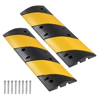 1000MM Rubber Speed Bump, 2 Pack, 2 Channel Heavy Duty Traffic Speed Hump, 9,979 kg/Axle Load Capacity, Cable Protector Ramp with Expansion Screws, fo