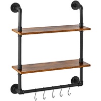 Industrial Pipe Shelf 2 Tier 24x7.87in Wall-Mount for Kitchen Bedroom