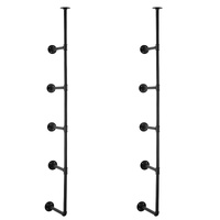 Industrial Pipe Shelf, 5 Tier 2PCS, 9.84in Applicable Board Width Wall-Mount Floating Rustic Wood Shelves Bracket Bookshelf,Storage Holder for Kitchen