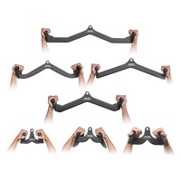 LAT Pulldown Attachments, Cable Machine Rowing T-bar V-bar 7 Set, Tricep Pull Down Bar, Back Strength Training Rubber Coated Handle Grip, Bicep Curl T
