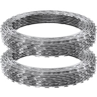 Razor Wires, 98 ft Razor Barbed Wire, 2 Rolls Razor Wire Fencing Razor Fence, Razor Ribbon Barbed Wire Galvanized Razor Wire Fence, Rolls Razor for Ga