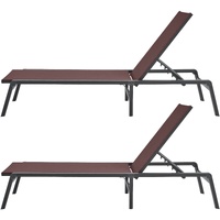 Chaise Lounge Chair Outdoor Patio Lounge Chair Adjustable 5-Position 2 pcs