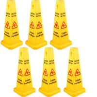 6 Pack Floor Safety Cone, 66.04cm Wet Floor Sign, Yellow Caution Wet Floor Signs 4 Sided, Public Safety Wet Floor Cones Bilingual Wet Sign Floor for I