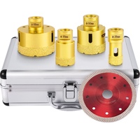 Diamond Drill Bits 4PCS Diamond Hole Saw 25/35/50/68mm Tile Hole Saw Kit Vacuum Brazed Diamond Drill Bit 0.59in/15mm Segment Tile Hole Saw w Storage C