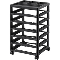 Scrapbook Rolling Storage Cart, 6-Tier Large Capacity with Organizer Top, Black Frame with 4 Removable Wheels, PP Material Cart Only, Rolling Craft St
