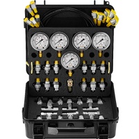 Hydraulic Pressure Test Kit, 10/100/250/400/600bar, 5 Gauges 13 Couplings 14 Tee Connectors 5 Test Hoses, Excavator Hydraulic Test Gauge Set with Carr