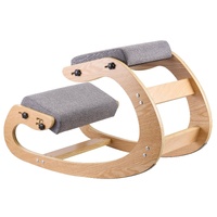 Ergonomic Kneeling Chair, Wooden Posture Knee Chair with Adjustable Thick Foam Cushions & Solid Wood Frame, Adjustable Height, Relief for Neck or Back