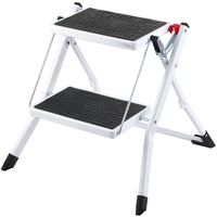 Step Ladder 2-Step 150kg Capacity, Ergonomic Folding Steel Step Stool with Wide Anti-Slip Pedal, Sturdy Step Stool for Adults Toddlers, Multi-Use for 