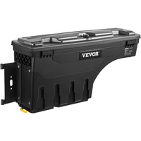 Truck Bed Storage Box, Lockable Swing Case with Password Padlock, 6.6 Gal/25 L ABS Wheel Well Tool Box, Waterproof and Durable, Compatible with Ford F