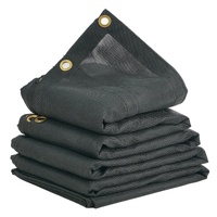 Dump Truck Mesh Tarp, 5 x 14 ft, PVC Coated Black Heavy Duty Cover with 5.5" 18oz Double Pocket, Brass Grommets, Reinforced Double Needle Stitch Webbi