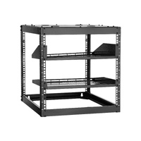 10U Open Frame Network Rack, 585 mm Depth, Wall Mounted or Floor Standing Server Rack, Heavy Duty 4 Post, with Vented Shelves & Mounting Hardware, Hol