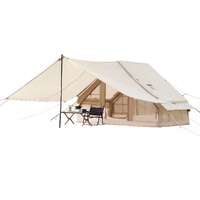 Inflatable Tents for Camping, 3-5 Person Easy Setup Blow up Tent with Hand Pump, 300D Oxford 4 Season Glamping Tent with Canopy, Stove Jack, 2 Doors &