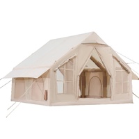 Inflatable Tents for Camping, 4-6 Person Easy Setup Blow up Tent with Hand Pump, 300D Oxford 4 Season Glamping Tent with Stove Jack 2 Doors & 4 Mesh W