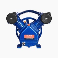 Air Compressor Pump Head, 3HP 6.25CFM @ 90PSI, Twin Cylinder Oil Lubricated Air Compressor Piston Pump Head, Single Stage V-Type Cast Iron Air Compres