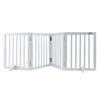 Free Standing Dog Gate, 24" H x 80.3" W Freestanding Pet Gate, 4 Panels Foldable Dog Gate for Wide and Narrow Passageways, Expandable Dog Barrier with