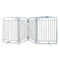 Free Standing Dog Gate, 32" H x 96.5" W Freestanding Pet Gate, 4 Panels Foldable Dog Gate for Wide and Narrow Passageways, Expandable Dog Barrier with