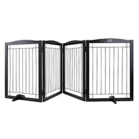 Free Standing Dog Gate 32x96.5 inch Freestanding Pet Gate Foldable Brown