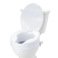 Raised Toilet Seat, 100 mm Height Raised, 136 kg Weight Capacity, Universal Toilet Seat Riser, Screw Rod Locking, with Toilet Seat, for Elderly, Handi