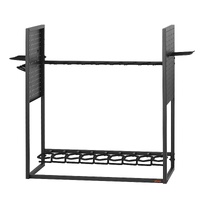 Gun Rack, Floor Standing, Indoor Heavy Duty Steel Rifle Shotgun Rack Stand, Freestanding Gun Display Storage with Magazine Holder, Holds up to 9 Rifle