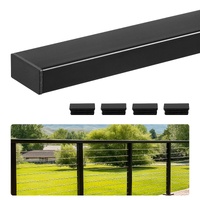 198 cm Stainless Steel Handrail, Rectangular Top Stair Deck Hand Rail for Outdoor/Indoor Steps with End Cap,Matte Black Coating Adjustable Metal Stair