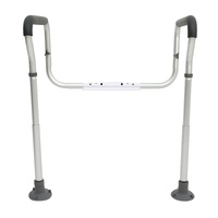 Toilet Safety Rail, Bathroom Toilet Seat Frame, Adjustable Width & Height Fit Most Toilets, Supports 136 kg, Toilet Handles Grab Bars with Padded Armr