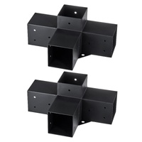 Pergola Bracket Kit 4''x4''(Inner Size 3.6x3.6), 2pcs 4-Way Heavy Duty Corner Bracket Woodworks DIY Post Base Kit, Easy Installation Wooden Beams for 