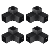 Pergola Bracket Kit 4''x4''(Inner Size 3.6x3.6), 4pcs 3-Way Heavy Duty Corner Bracket Woodworks DIY Post Base Kit, Easy Installation Wooden Beams for 