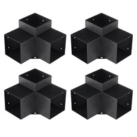 Pergola Bracket Kit 152x152mm, 4pcs 3-Way Heavy Duty Corner Bracket Woodworks DIY Post Base Kit, Easy Installation Wooden Beams for Gazebos, Patio Per