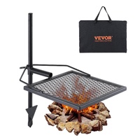 Swivel Campfire Grill, Fire Pit Grill Grate over Fire Pits, Heavy Duty Steel Grill Grates, 360° Adjustable Open Fire Outdoor Cooking Equipment, Portab