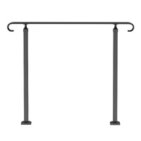 Handrails for Outdoor Steps, Fit 1-3 Steps Wrought Iron Handrail, Outdoor Stair Railing, Adjustable Front Porch Hand Rail, Black Transitional Hand rai