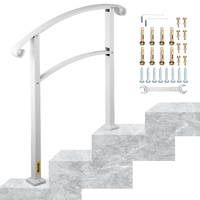 3-Step Handrails for Outdoor Steps Fits 1 or 3 Steps Matte White Stair Rail Wrought Iron Handrail with Installation Kit Hand Rails for Outdoor Step