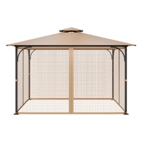 Gazebo Netting Replacement, Fit Most 10 x 12 x 7.3 FT Gazebo, Outdoor Garden Gazebo Net, 4-Panel Sidewall Mesh Gazebo Curtain, Patio Midge Netting wit