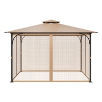 Gazebo Netting Replacement, Fit Most 10 x 12 x 7 FT Gazebo Curtain, Outdoor Garden Net, 4-Panel Sidewall Mesh Net, Patio Midge Netting with Double Zip