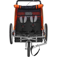 Bike Trailer for Toddlers, Kids, Double Seat, 40 kg Load, 2-In-1 Canopy Carrier Converts to Stroller, Tow Behind Foldable Child Bicycle Trailer with U