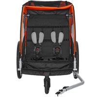Bike Trailer for Toddlers, Kids, Double Seat, 45 kg Load, 2-In-1 Canopy Carrier Converts to Stroller, Tow Behind Foldable Child Bicycle Trailer with U